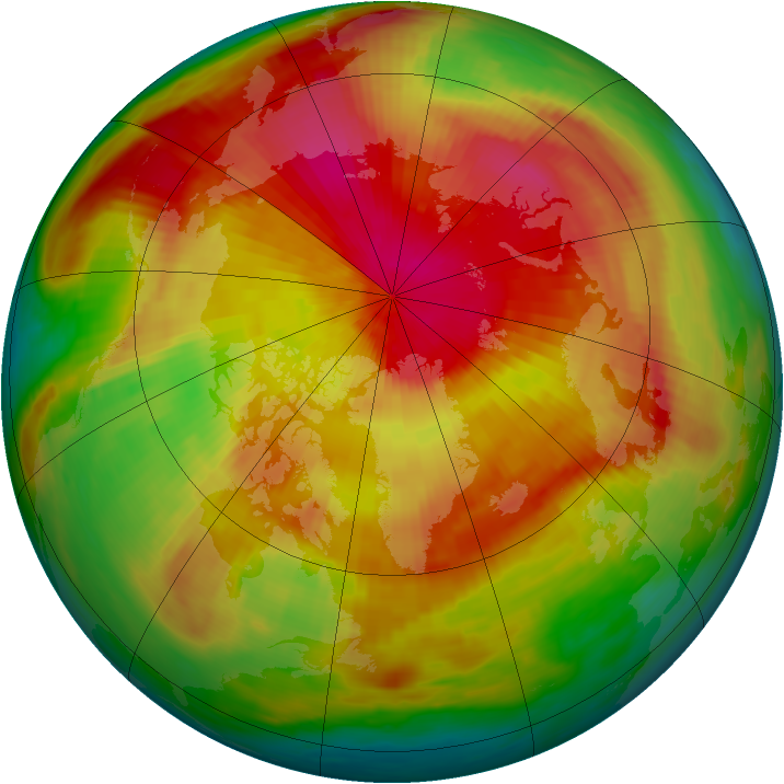 Arctic ozone map for 14 April 1988